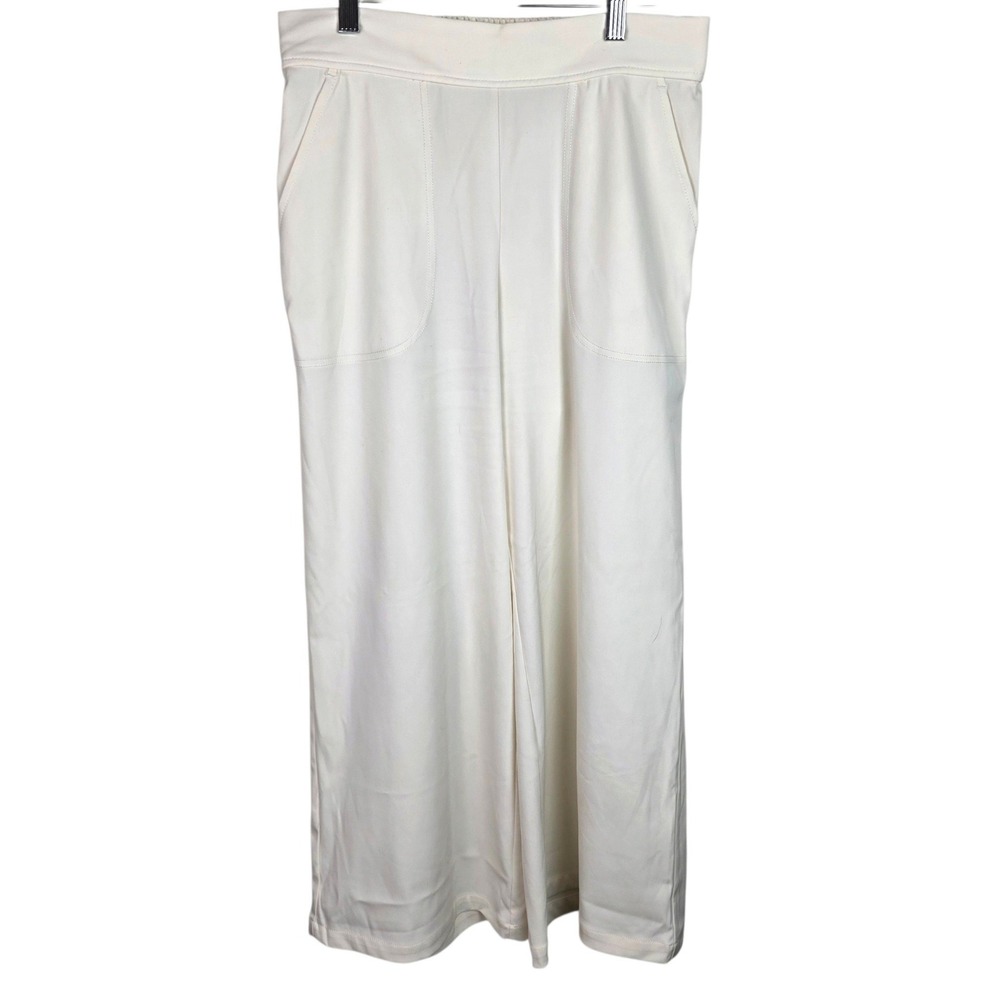 Max Studio London Wide Leg Pants Women S Cream White Excellent Elastic Waist